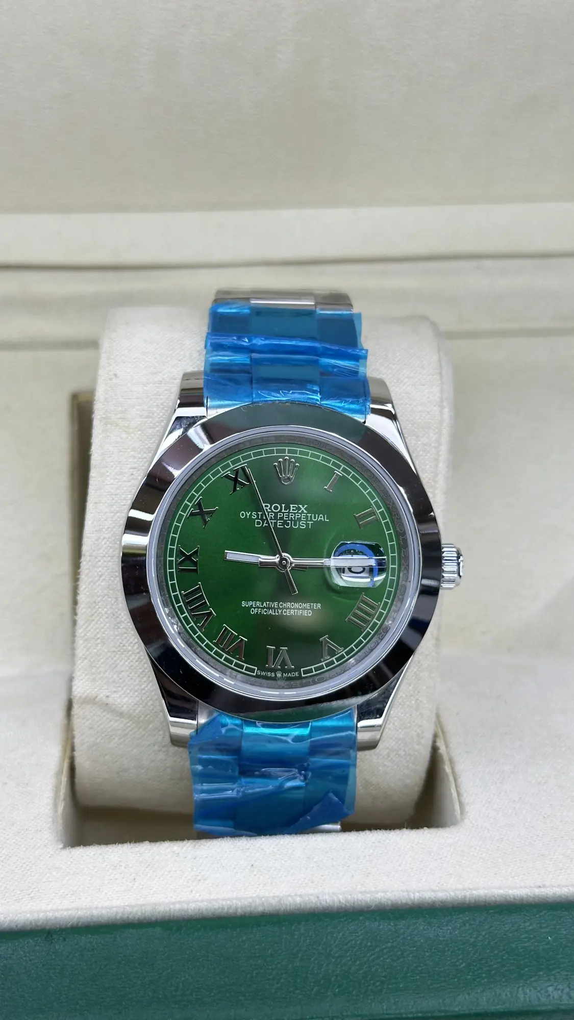 Rolex Datejust II 116334 Green Roman Dial