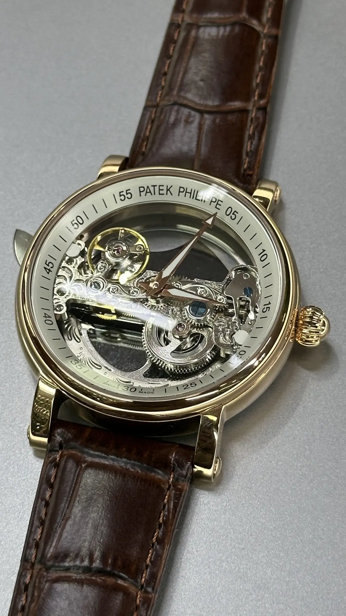 Patek Phillipe Skeleton Transparent Automatic - Correa de cuero