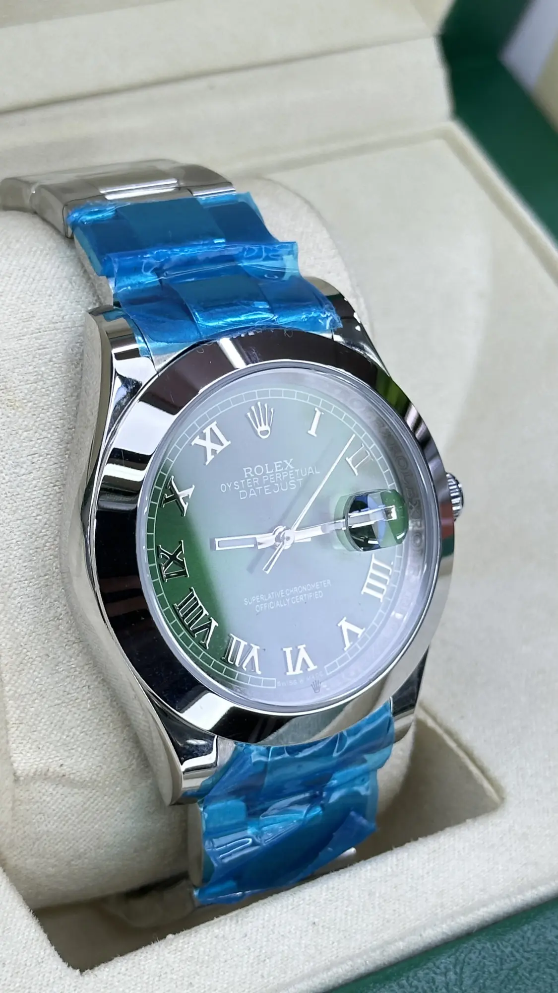 Rolex Datejust II 116334 Green Roman Dial