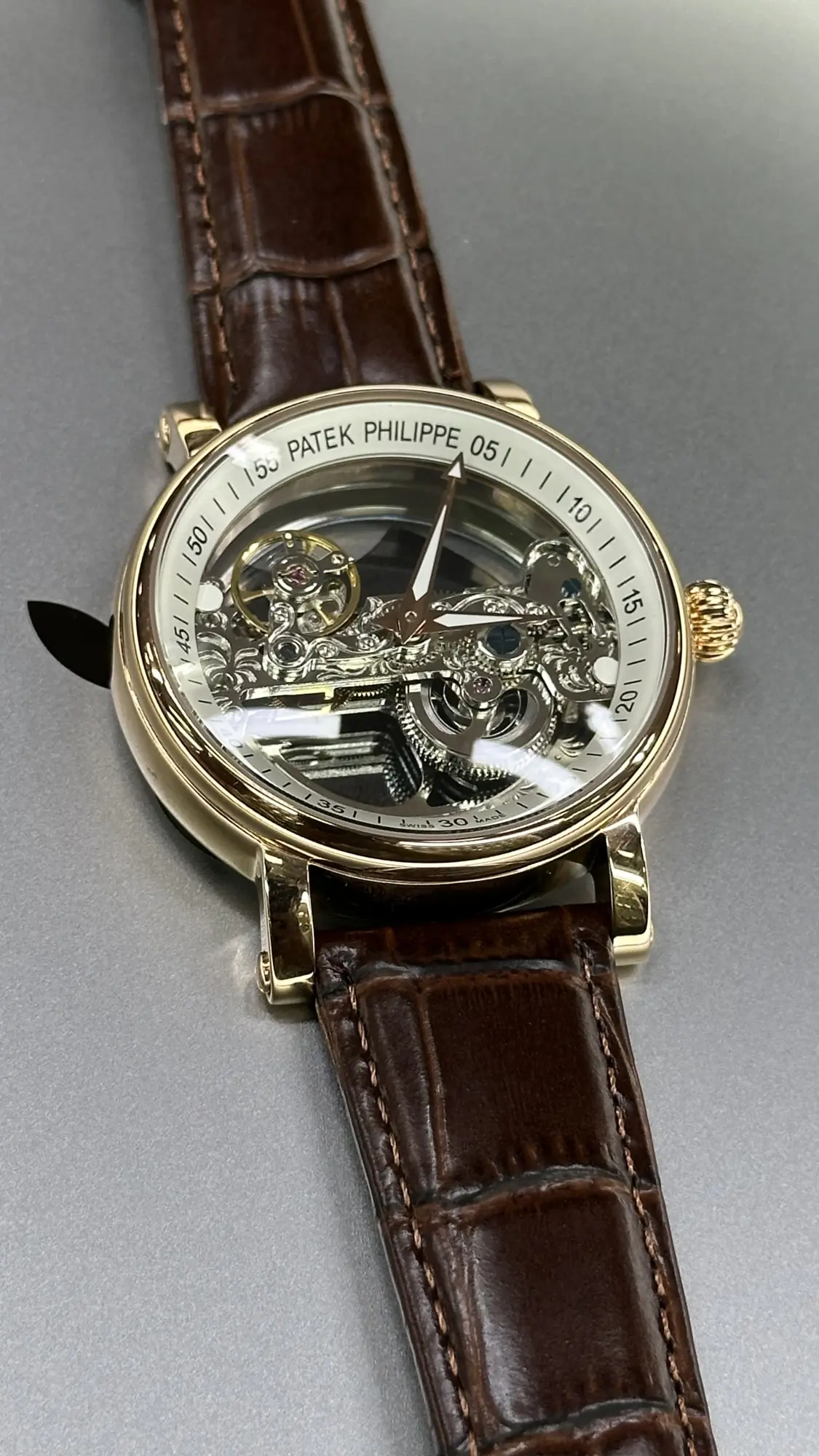 Patek Phillipe Skeleton Transparent Automatic - Correa de cuero